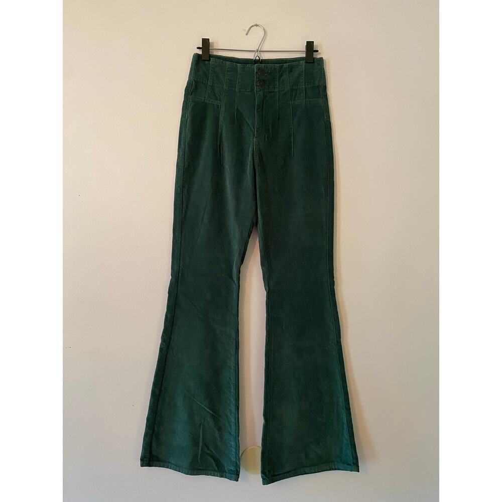 We The Free Green Corduroy Jayde High Waisted Flare Pants Boho Women's size 28 - Picture 2 of 13